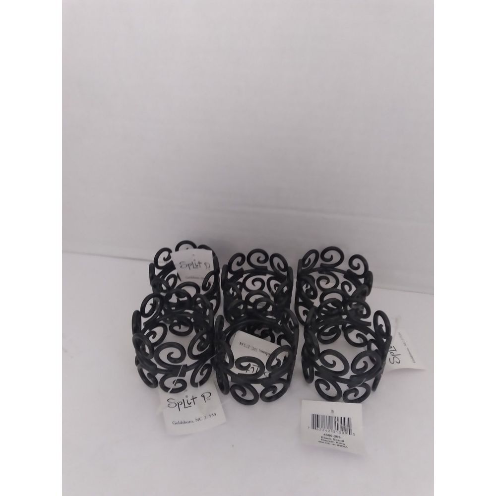 Elegant Black Filigree Napkin Rings Set‎ of 6 - Victorian Style Table Decor